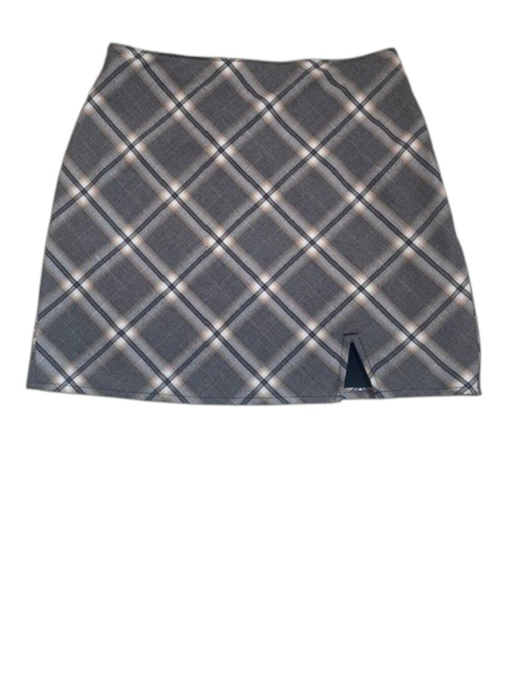 ABERCROMBIE & FITCH Gray Plaid Side Slit Mini Skirt - Size Medium